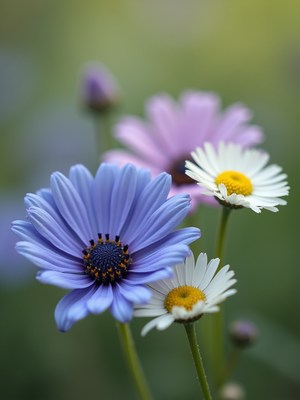 Bright flowers blooming in a serene garden setting