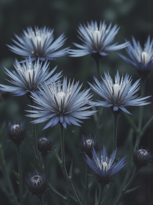 Vibrant blue flowers blooming in a serene environment