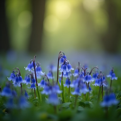 Spring blooms under dappled sunlight in the forest