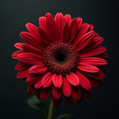 Bright red flower blooms in dark background
