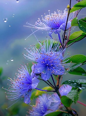 Blooming blue flowers captured in a lush rainforest