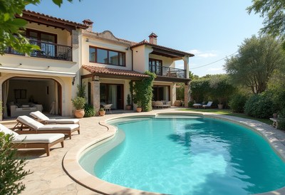 Beautiful villa with pool in sunny garden setting
