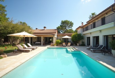 Beautiful villa with a serene pool under the sun