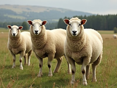 Sheep grazing peacefully in a lush green pasture