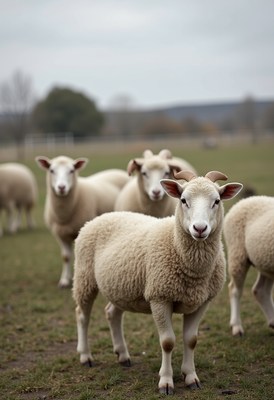Sheep grazing peacefully in a wide green pasture