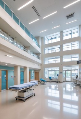 Modern hospital interior with bright open space