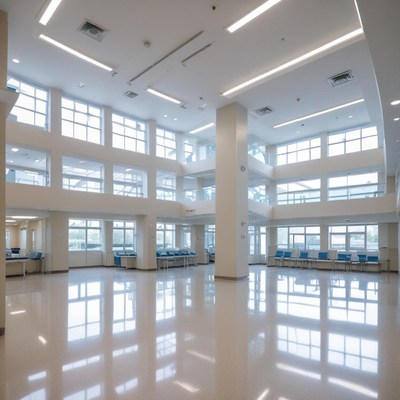Bright, modern waiting area in healthcare building