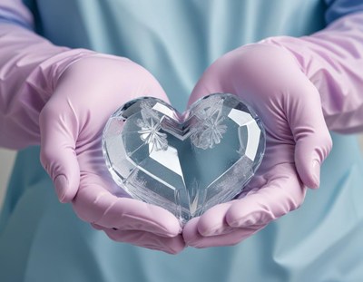 Medical professional holds crystal heart symbolizing care