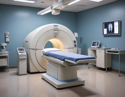 Mri room with modern equipment for patient exams