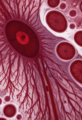 Abstract view of red blood cells in high detail