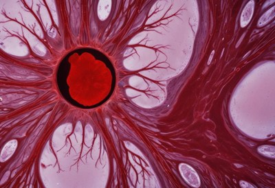 Red blood cells and surrounding plasma structure