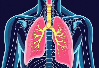 Human respiratory system highlighting the lungs and airways