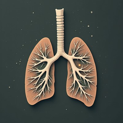 Detailed illustration of human lungs against a dark backdrop