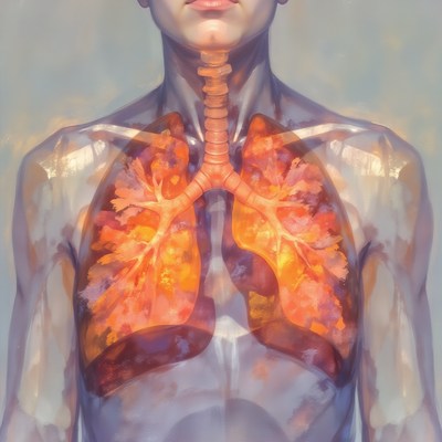 Respiratory system diagram: lungs and trachea