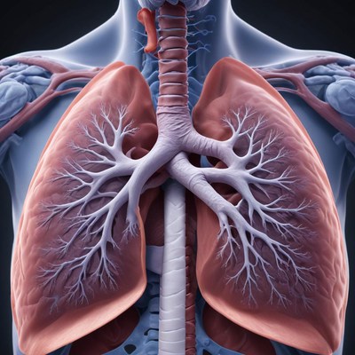 Detailed illustration of human lungs and respiratory system