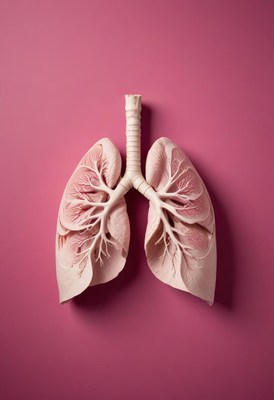 Lungs model displayed against a pink background