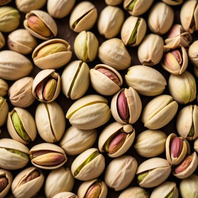 Pistachios displayed in a close-up arrangement