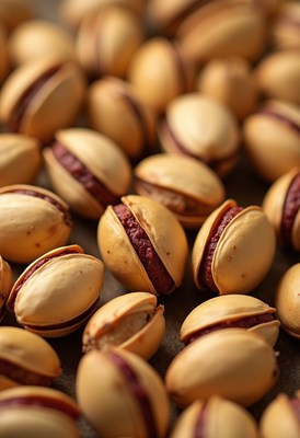 Delicious pistachio nuts in their shells on a table