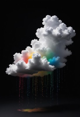 Colorful cloud with rain falling in artistic display