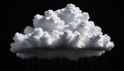 Dramatic cloud formation with rain against dark background