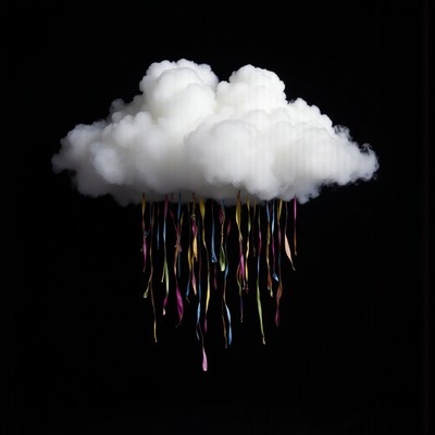 Creative cloud with colorful rain falling down