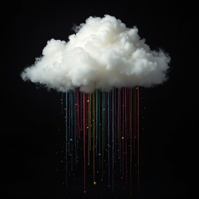 Cloud with colorful rain creating artistic visuals
