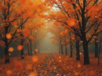 Colorful autumn pathway surrounded by golden trees