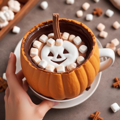 Delicious pumpkin spice hot chocolate for halloween season