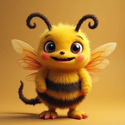 Happy cartoon bee with big eyes