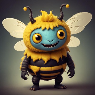 Cute cartoon bee character with bright features