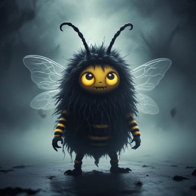 Cute character stands in mist with large wings and fur