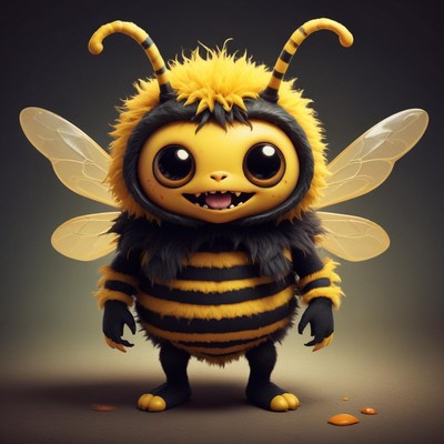 Cute cartoon bee character standing on a surface