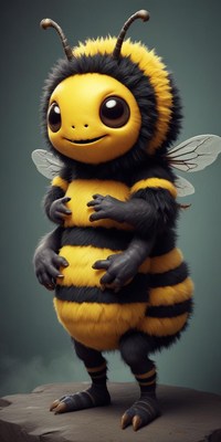 Cute cartoon bee standing proudly in a whimsical pose