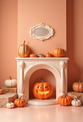 Festive halloween decorations in cozy indoor setting