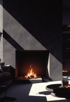 Cozy fireplace in a modern living room setting