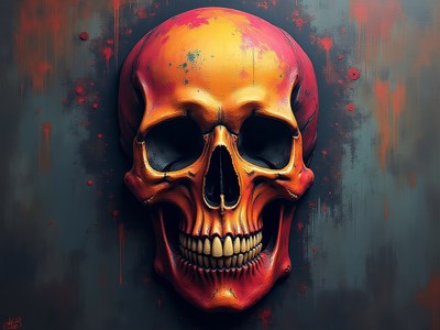 Colorful skull artwork with striking design details