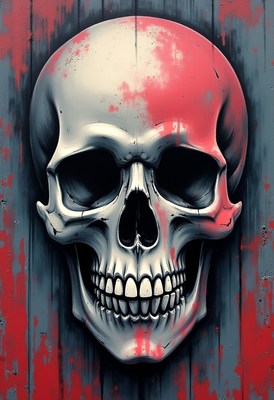 Detailed skull artwork on a textured background