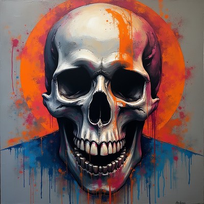 Colorful skull artwork with vibrant background