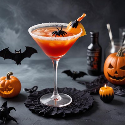 Halloween cocktail with spooky decorations for a party