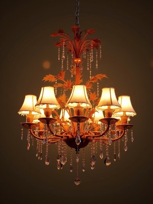 Elegant chandelier with warm light and crystal accents