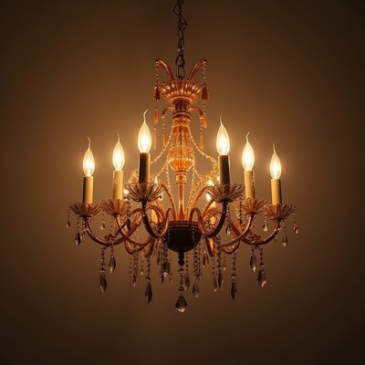 Elegant chandelier lights up a dark room with charm
