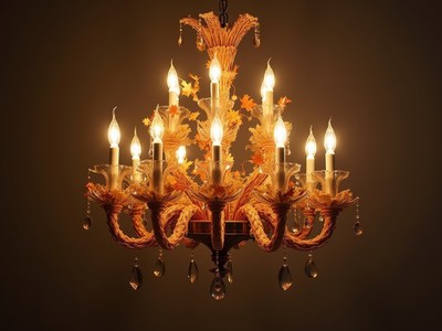 Elegant chandelier with warm lights and decorative design