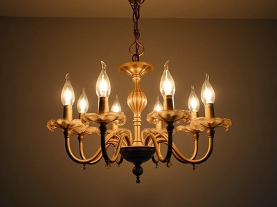 Elegant chandelier brightens a cozy room with warm light