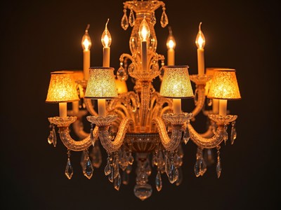 Elegant chandelier shining in a dark room