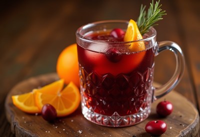 Refreshing cranberry orange drink with citrus garnish