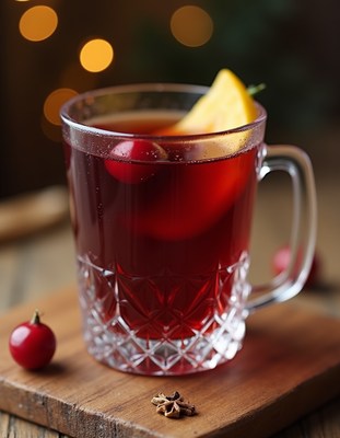 Refreshing berry drink with spices during cozy evening