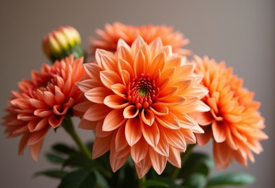 Bright orange flowers bloom in a close-up display