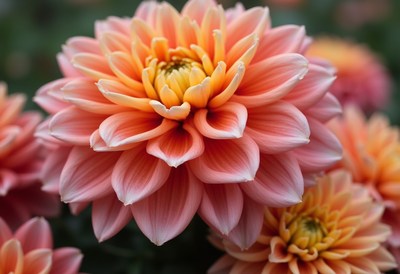 Beautiful pink dahlia flowers in bloom during springtime