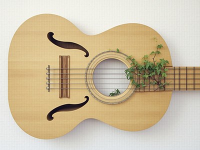 Guitar with greenery adds nature to instrument design