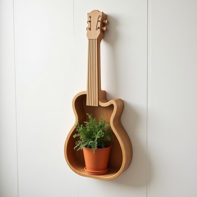 Unique wall decor featuring a guitar planter